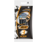BIC Rasoir jetable 3 Action, pour hommes, pack de 4
