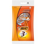 BIC Rasoir jetable 3 Sensitive, pour hommes, pack de 8