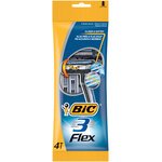 BIC Rasoir jetable 3 Flex, pour hommes, pack de 4