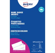 AVERY Insert imprimable pour badge, 190 g/m2, 74x34mm, blanc