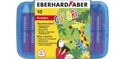 Craie de cire triangulaire COLORI, étui de 10