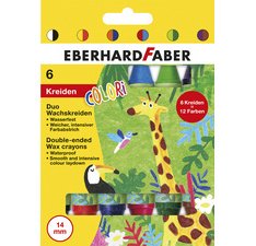 Craie de cire double COLORI, étui de 6