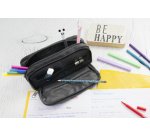Trousse, 3 compartiments, anthracite/noir