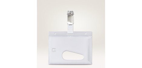 Card holder with clip, 54 x 90 mm, transparent