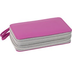 Étui scolaire double rabat, 30 pièces, rose