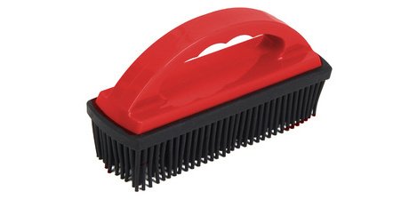 Rubber brush for animal hair, red