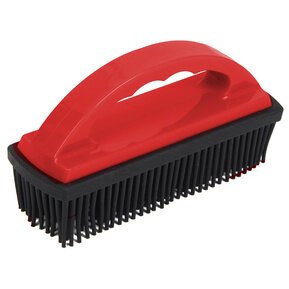 Brosse en caoutchouc pour poils d'animaux, rouge