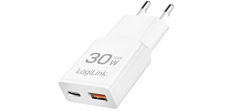 USB wall charger, 1x USB-C (PD), 1x USB-A (QC)