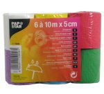 Banderolle en papier crépon, 50 mm x 10 m, pack de 6