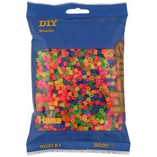 HAMA Perles à repasser midi 'Mix Fluo', sachet de 3.000