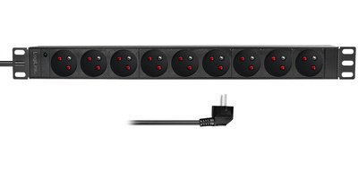 LogiLink Multiprise 19', 9 prises, sans interrupteur, noir