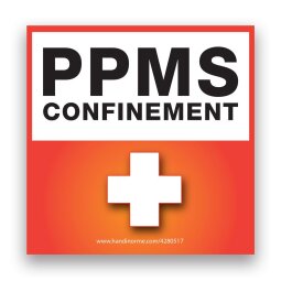 Autocollant carré PPMS Confinement - orange - Vinyle adhésif