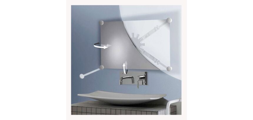 Miroir de salle de bain orientable avec support et miroir