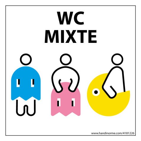 Panneau signalétique Homme+Femme+PMR + "WC Mixte" PacNorm