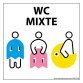 Panneau signalétique Homme+Femme+PMR + "WC Mixte" PacNorm