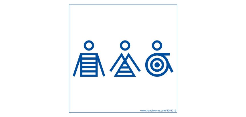 Panneau Homme+Femme+PMR Marinière - fond blanc