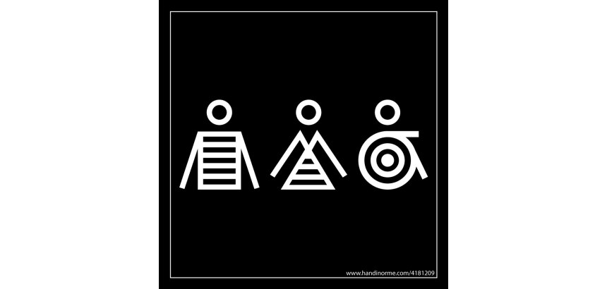 Panneau Homme+Femme+PMR Marinière - fond noir