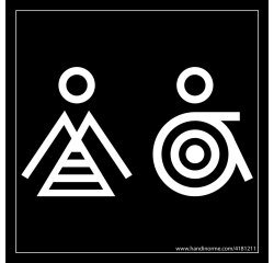 Panneau Femme+PMR Marinière - 125 x 125 mm - noir