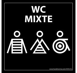 Panneau Homme+Femme+PMR + WC Mixte Marinière - fond noir