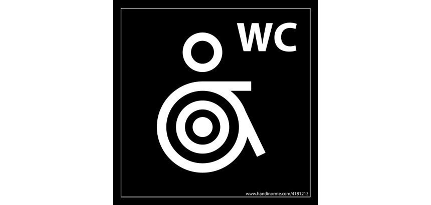 Panneau PRM + WC Marinière - 125 x 125 mm - noir