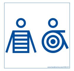 Panneau Homme+PMR Marinière - 125 x 125 mm