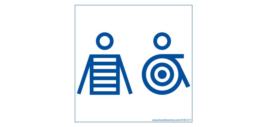 Panneau Homme+PMR Marinière - 125 x 125 mm