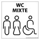 Panneau signalétique Homme+Femme+PMR + "WC Mixte" Nessa - 125 x 125 mm