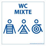 Panneau signalétique Homme+Femme+PMR + "WC Mixte" Marinière