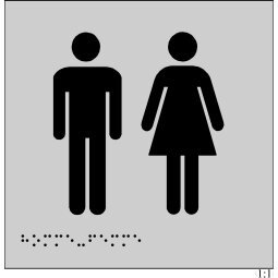 Plaques en relief et braille toilettes Hommes et Femmes 150 x 150 mm