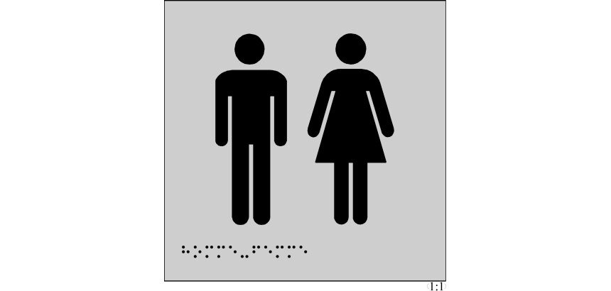 Plaques en relief et braille toilettes Hommes et Femmes 150 x 150 mm