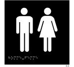 Plaques en relief et braille toilettes Hommes et Femmes 150 x 150 mm