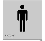 Plaque en relief et braille toilettes Hommes 15x15cm