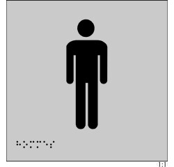 Plaque en relief et braille toilettes Hommes 15x15cm