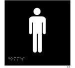 Plaque en relief et braille toilettes Hommes 15x15cm