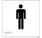 Plaque en relief et braille toilettes Hommes 15x15cm