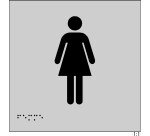 Plaque en relief et braille toilettes Femmes 15x15cm