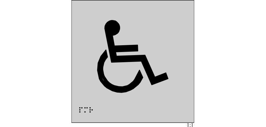 Plaque en relief et braille toilettes PMR 15x15cm