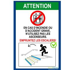 Poster consignes évacuation escaliers A3