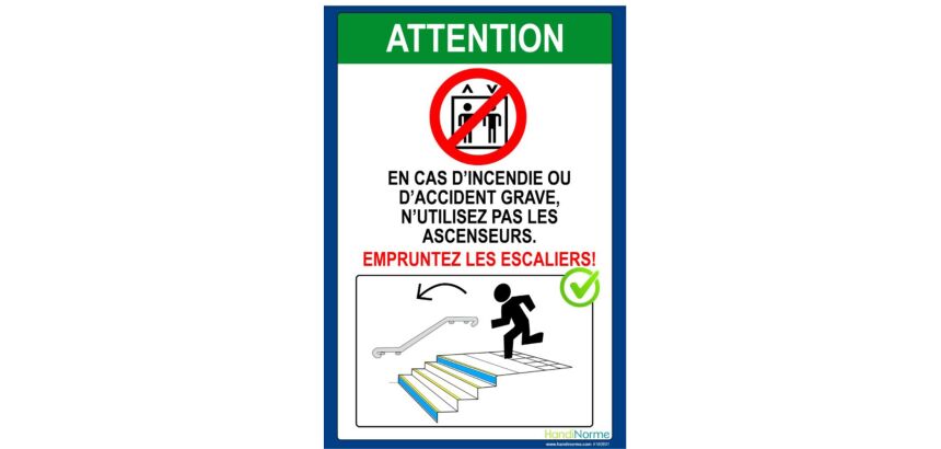 Poster consignes évacuation escaliers A3