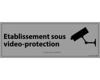 Panneau Etablissement sous vidéo-protection - 210 x 75 mm   - Gris - PVC