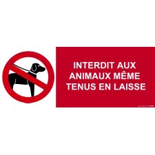 Panneau Interdit aux animaux même tenus en laisse