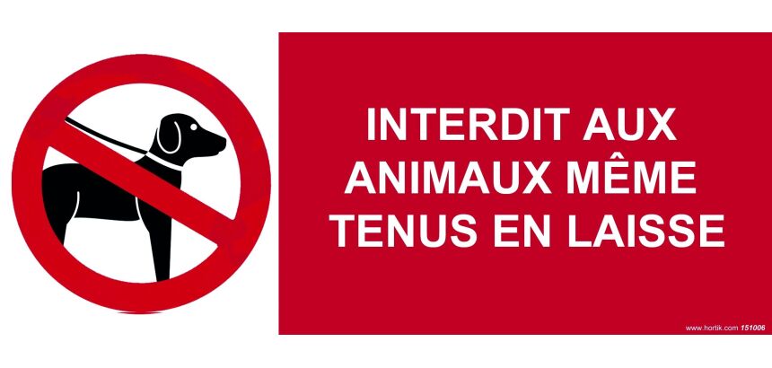 Panneau interdiction - Animaux interdits même en laisse