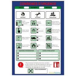 Poster plastifié - Consignes d'urgence - format A3