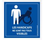 Picto autocollant Handicap invisible pour pare brise - 100 x 100 mm