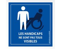 Picto autocollant Handicap invisible pour pare brise - 100 x 100 mm