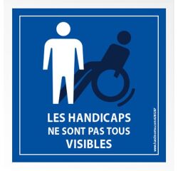 Picto autocollant Handicap invisible pour pare brise - 100 x 100 mm