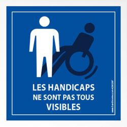 Picto autocollant Handicap invisible pour pare brise - 100 x 100 mm