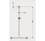Barre de douche en T - acier inoxydable - 600x1200 mm