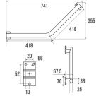 Barre d'appui coudée 135° - Design - en alu - Blanc