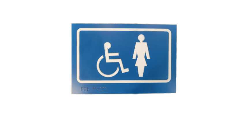 Panneau Picto PMR et FEMME en relief et braille